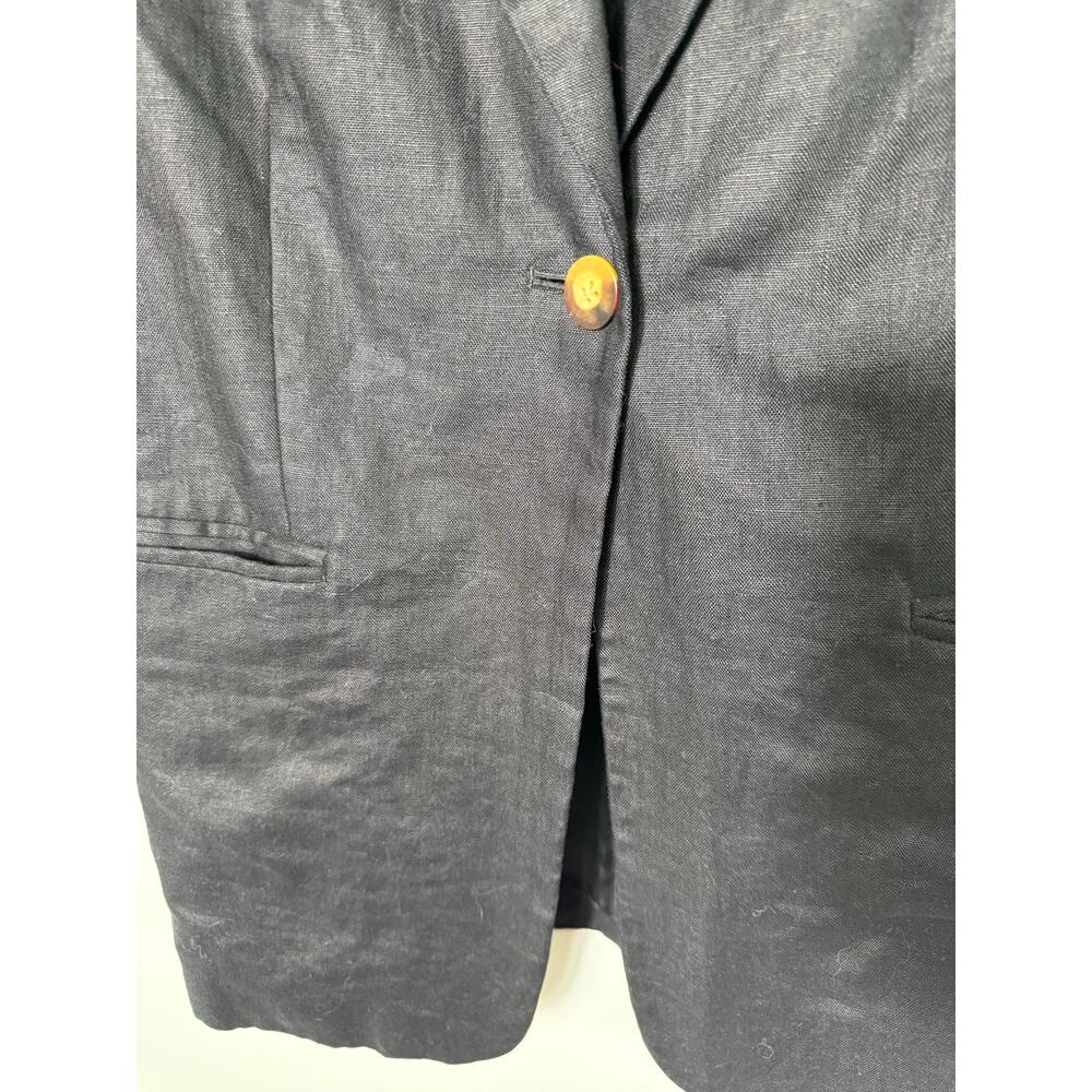 Vtg 90s Casual Corner 12P Black 100% Linen Lined One Button Longline Blazer EUC - Picture 6 of 7
